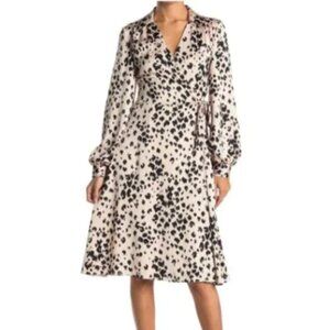 Trina Turk Black and Cream Printed Wrap Dress